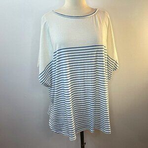 Max Studio Women's Blue White Striped Cap Sleeve Top - Size 3X - NWT $98